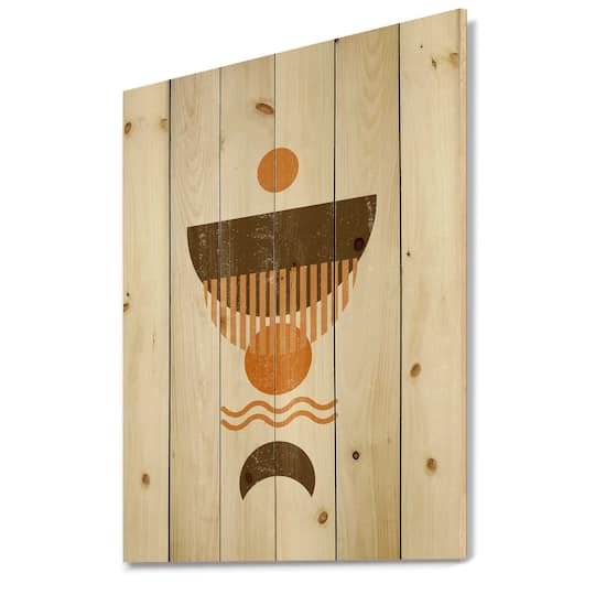 Designart - Abstract Minimal Orange Sun and Brown Moon
